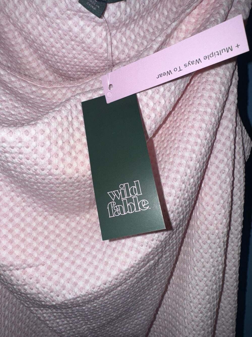 Wild Fable NWT Light Pink Gingham Seersucker Draped Cowl Neck Dress 2X - Picture 4 of 5